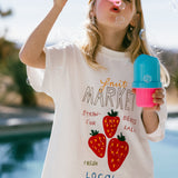 Oversized Graphic Tee- Fruit Market- White