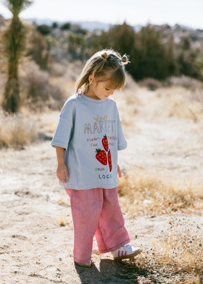 Oversized Graphic Tee- Fruit Market- Blue