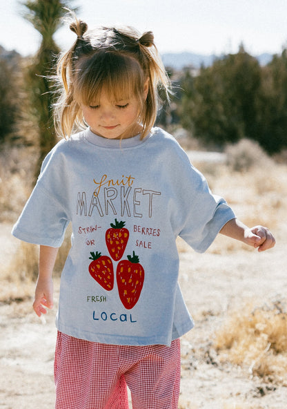 Oversized Graphic Tee- Fruit Market- Blue