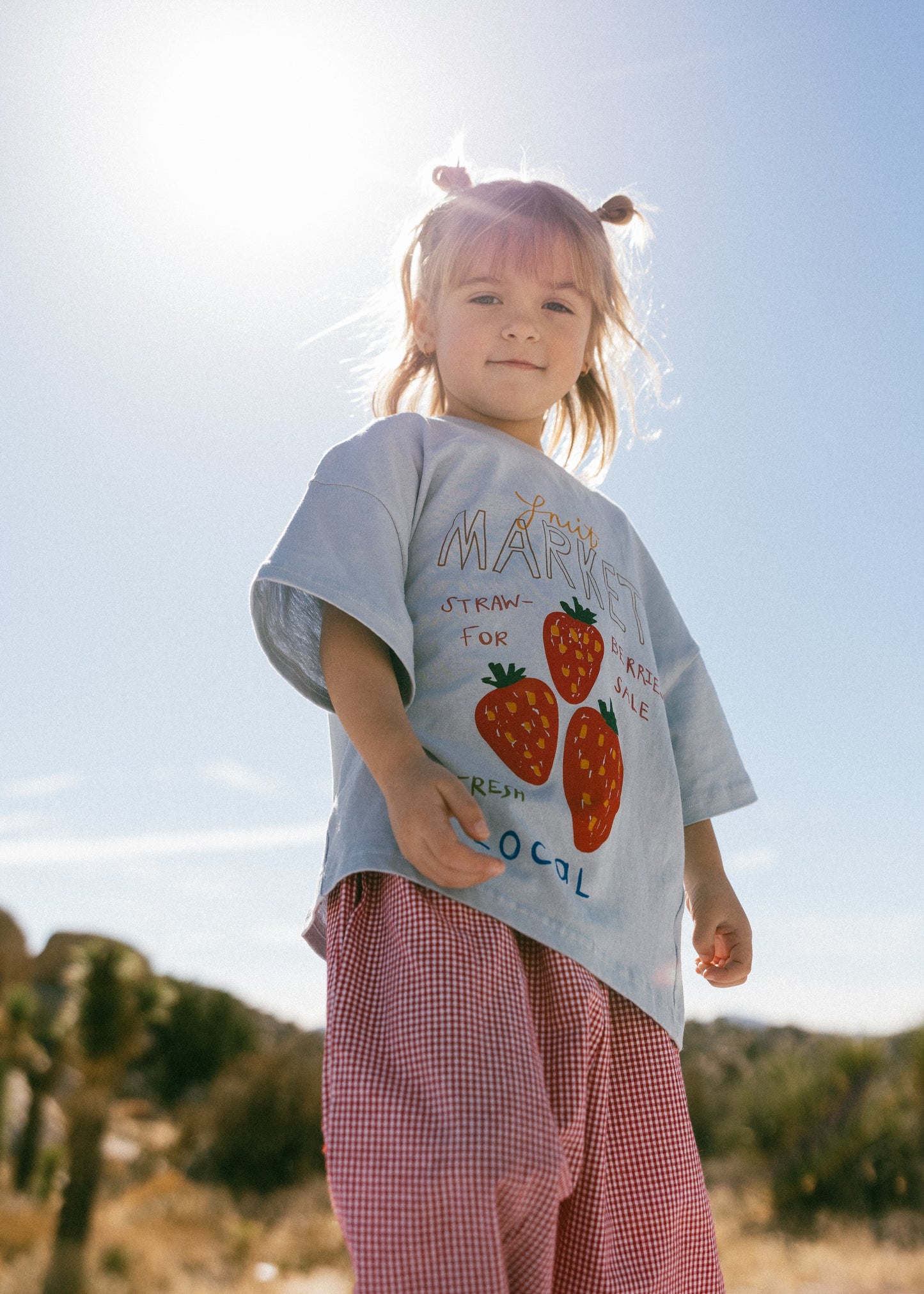 Oversized Graphic Tee- Fruit Market- Blue