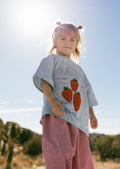 Oversized Graphic Tee- Fruit Market- Blue