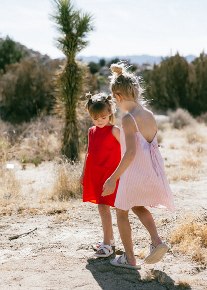 Tie Back Dress- Striped Pink