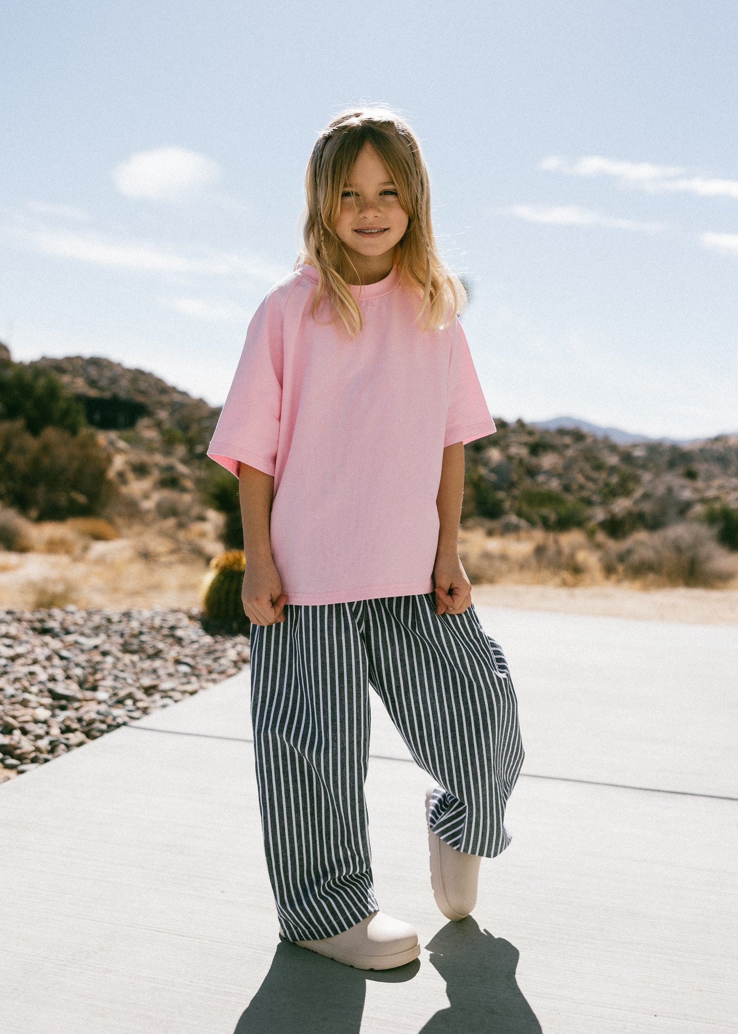 Striped Pant- Washed Black