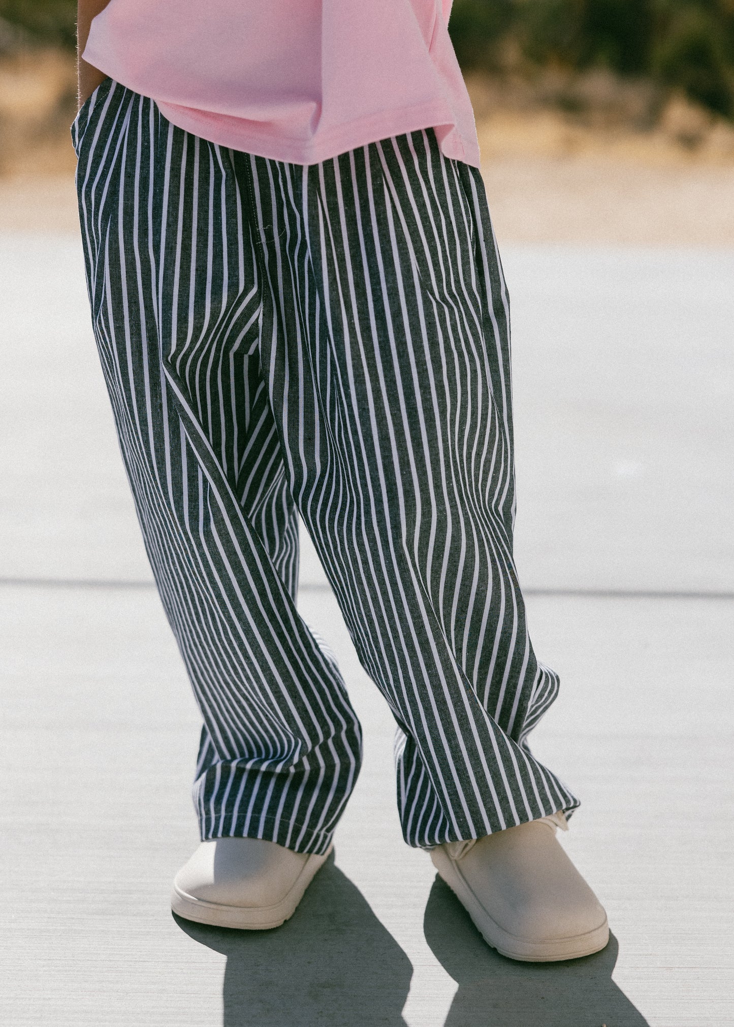 Striped Pant- Washed Black