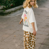 Pocket Graphic Tee- Flowers- Cream