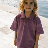 Terry Zip Polo- Mulberry