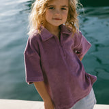 Terry Zip Polo- Mulberry