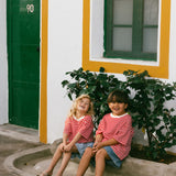 Waffle Stripe Tee- Red & Cream