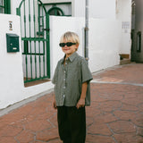 Boxy Button Up- Blue & Olive