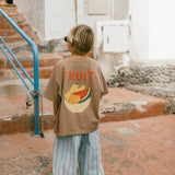 Pocket Graphic Tee- Fruit- Light Brown