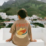 Pocket Graphic Tee- Fruit- Light Brown