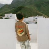 Pocket Graphic Tee- Fruit- Light Brown