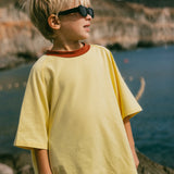 Contrast Collar Baggy Tee- Yellow & Brick