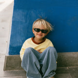 Contrast Collar Baggy Tee- Yellow & Brick