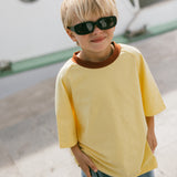Contrast Collar Baggy Tee- Yellow & Brick