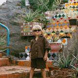 Linen Button Up Set- Brown