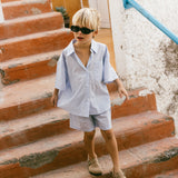 Poplin Button Up Set- Light Blue