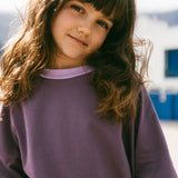 Contrast Collar Baggy Tee- Grape & Violet