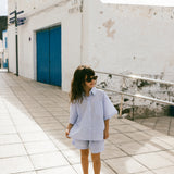 Poplin Button Up Set- Light Blue