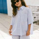 Poplin Button Up Set- Light Blue