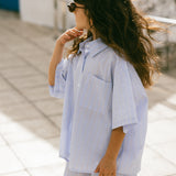 Poplin Button Up Set- Light Blue