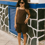Ribbed Tank Set- Brown