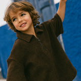 Terry Zip Polo- Chocolate