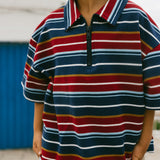 Vintage Stripe Zip Polo