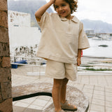 Cargo Wide Leg Shorts- Cream