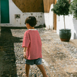 Waffle Stripe Tee- Red & Cream
