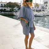 Poplin Button Up Set- Vintage Blue