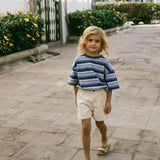 Wide Leg Denim Shorts- Cream