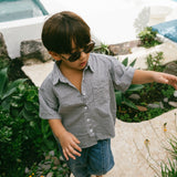 Boxy Button Up- Blue