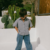 Boxy Button Up- Blue