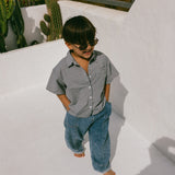 Boxy Button Up- Blue