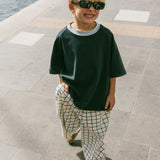 Contrast Collar Baggy Tee- Deep Sea & Mint