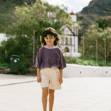 Wide Leg Denim Shorts- Cream