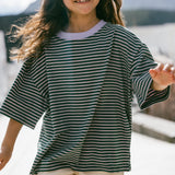 Mini Stripe Tee- Watermelon