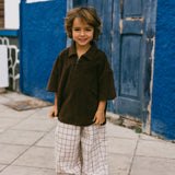 Retro Twill Pants- Taupe Grid