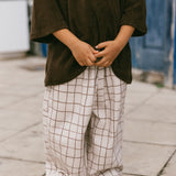 Retro Twill Pants- Taupe Grid