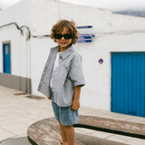 Boxy Button Up- Blue