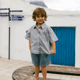 Boxy Button Up- Blue