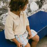 Terry Zip Polo- Cream