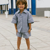 Poplin Button Up Set- Vintage Blue