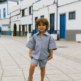 Poplin Button Up Set- Vintage Blue