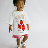 Oversized Graphic Tee- Fruit Market- White