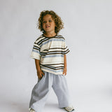 Textured Mini Check Pants- Steel Blue