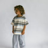 Textured Mini Check Pants- Steel Blue