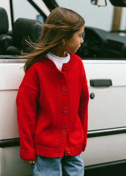 Cotton Cardigan- Red