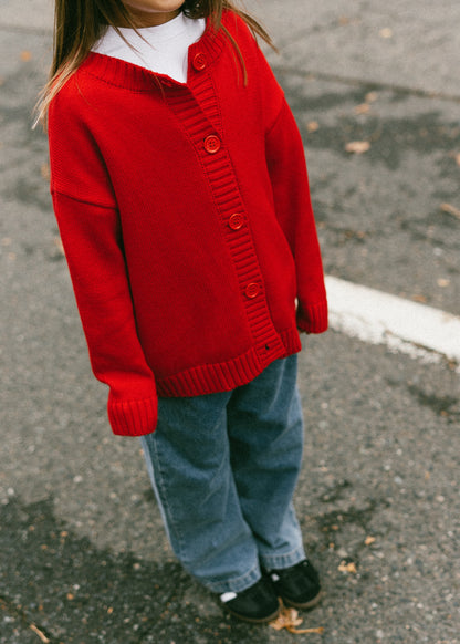 Cotton Cardigan- Red